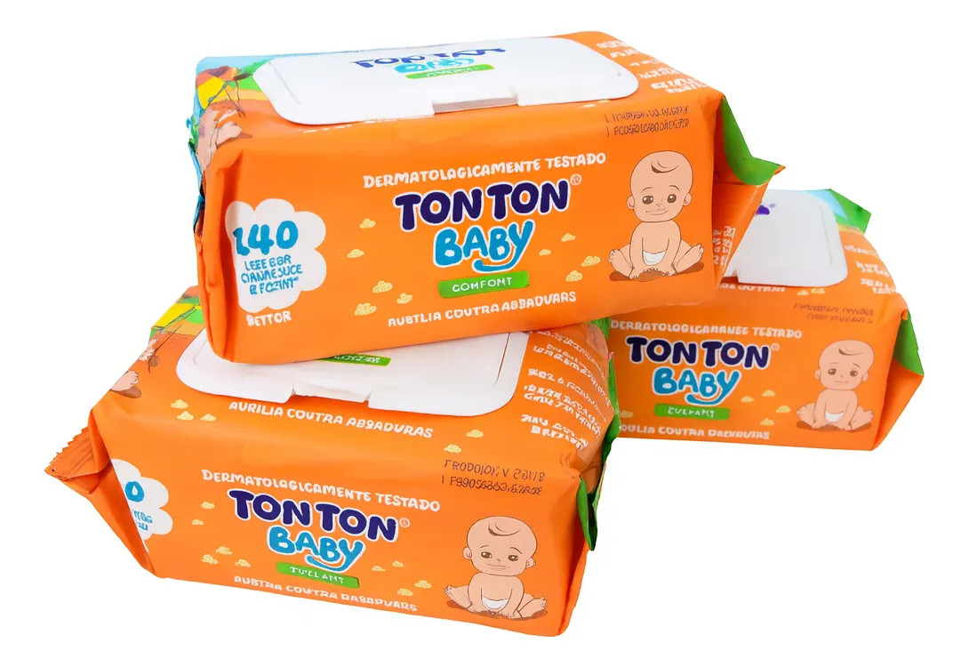 COMBO 3 PACOTES Toalhas Umedecidas Tonton Baby Comfort 140un