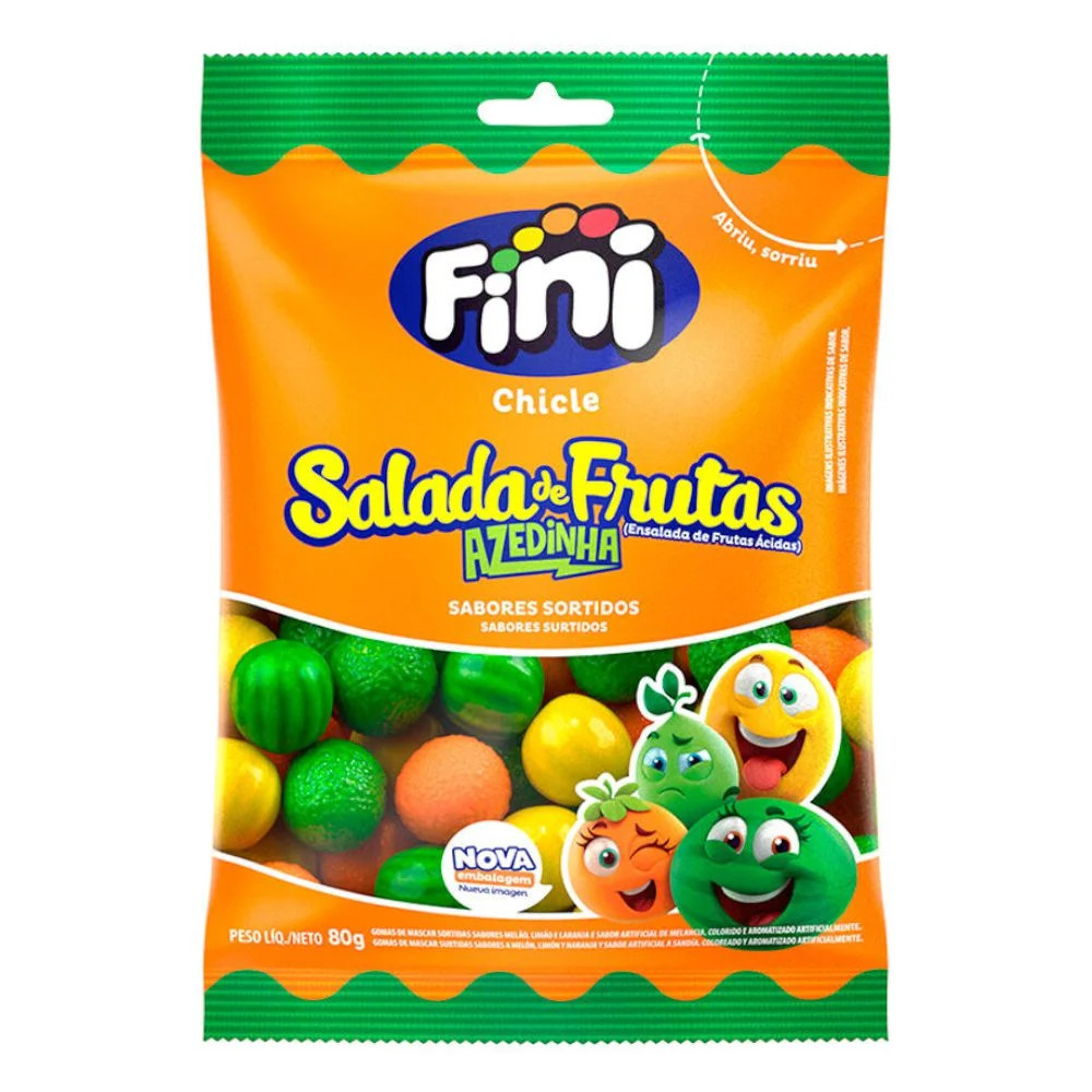 BALA FINI CHICLE SALADA DE FRUTAS AZEDINHA 80G