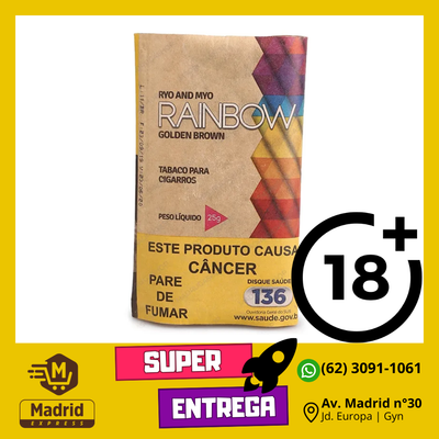 Tabaco/Fumo para Cigarro Rainbow Golden Brown (Orgânico) - Pacote 25g