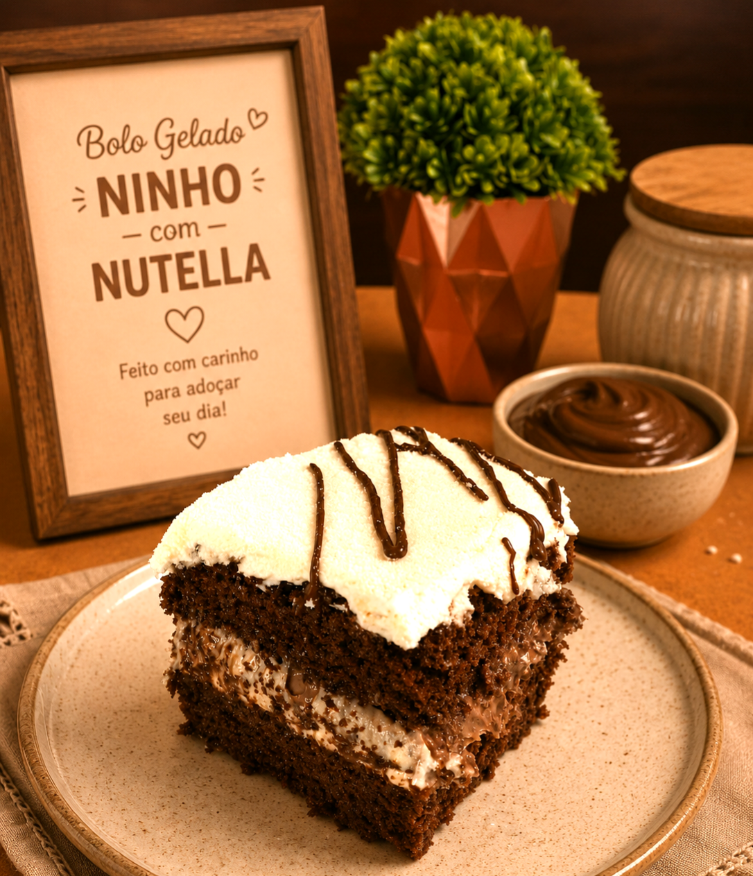 BOLO GELADO NINHO  COM NUTELLA