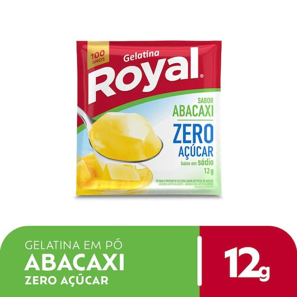 Gelatina em Pó Sabor Abacaxi Zero Açúcar Royal 12g