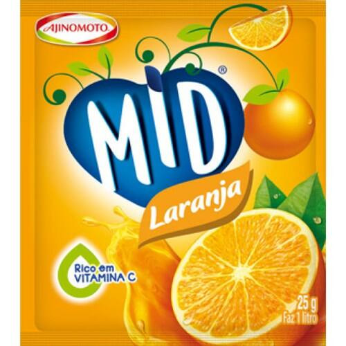 Refresco em Pó Sabor Laranja Mid Sachê 20g