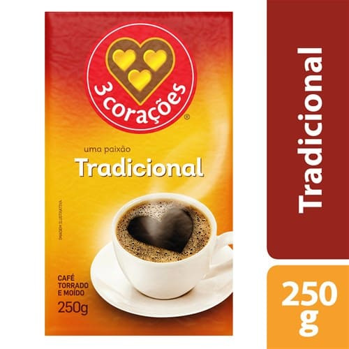 Café Torrado E Moído 3 Corações Tradicional A Vácuo 250g