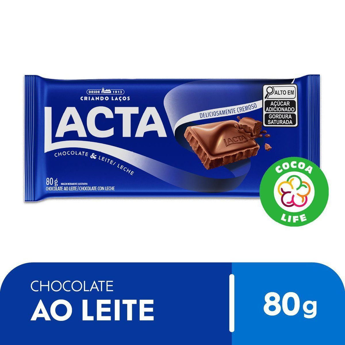 CHOCOLATE LACTA AO LEITE 80G