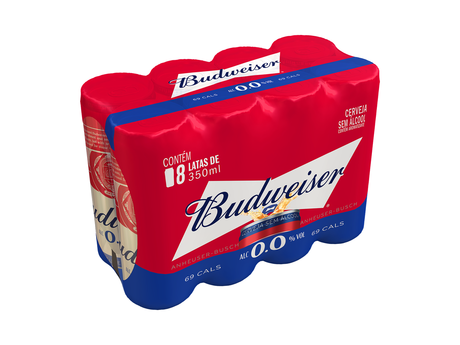 Budweiser 0,0% Alcóol 350ml - Fardo de 8 unidades