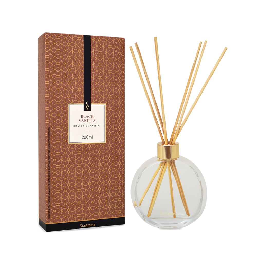 DIFUSOR DE VARETAS VIA AROMA 200ML BLACK VANILLA