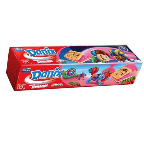 Biscoito Recheado Sabor Morango Danix 130g