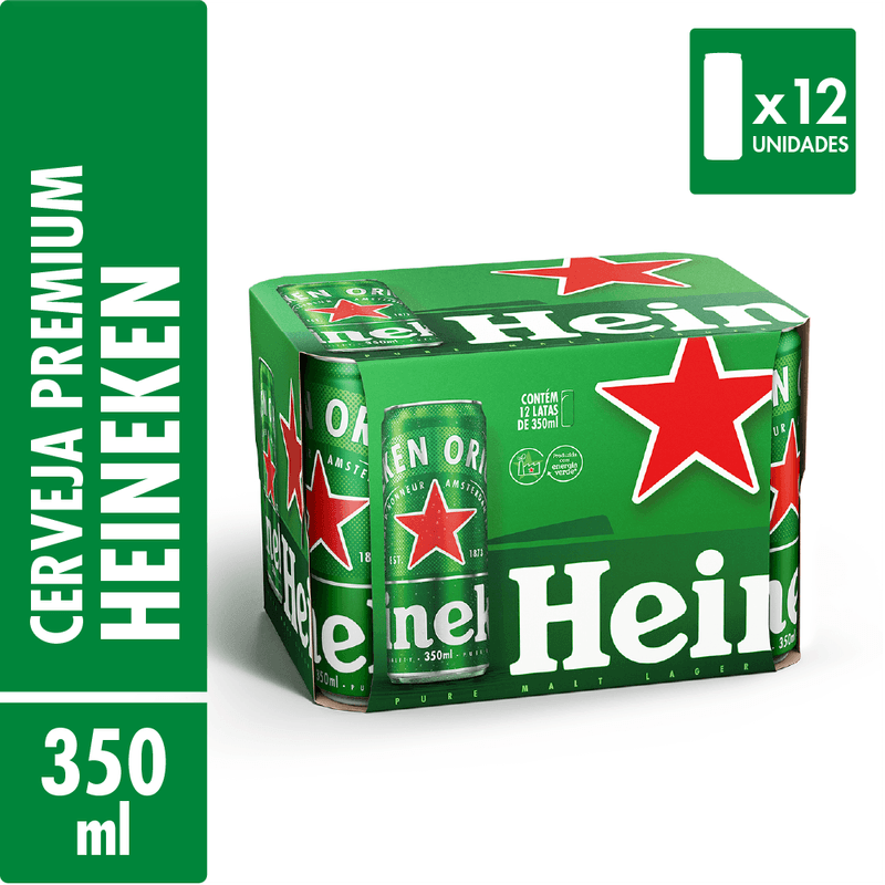 Heineken 350ml - Fardo de 12 unidades