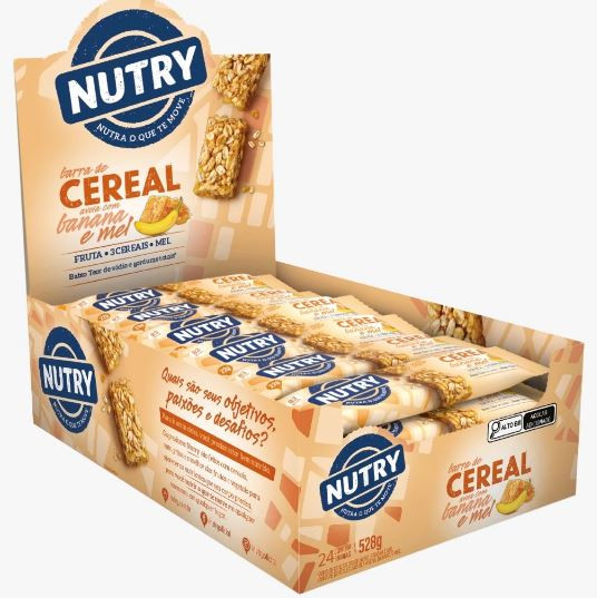 BARRA DE CEREAL BANANA E MEL NUTRY 22GR