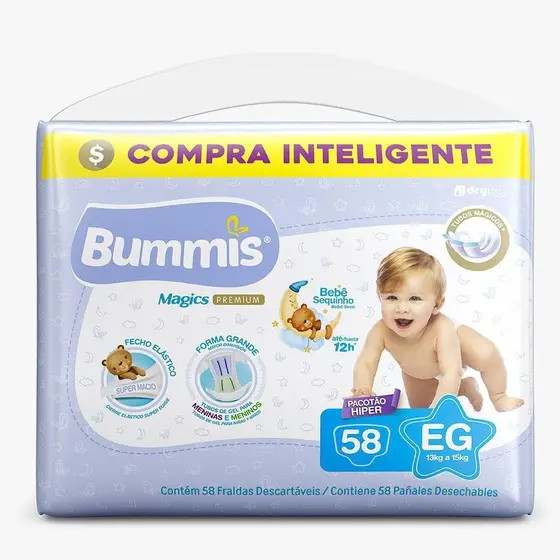 Fralda Bummis Hiper Pacotão EG - Pacote com 58 unidades