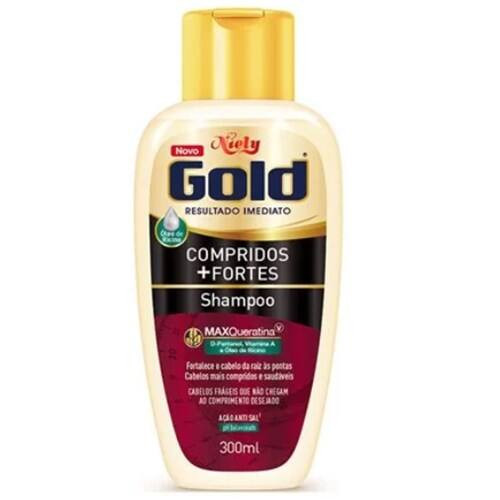 Shampoo Niely Gold Compridos +Fortes Embalagem 300ml
