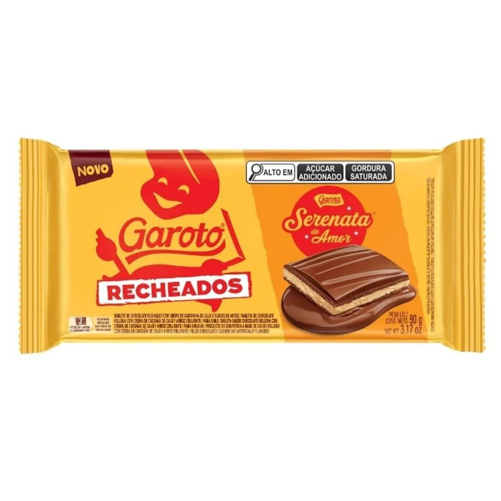 CHOCOLATE TABLETE GAROTO RECHEADOS SERENATA 90G