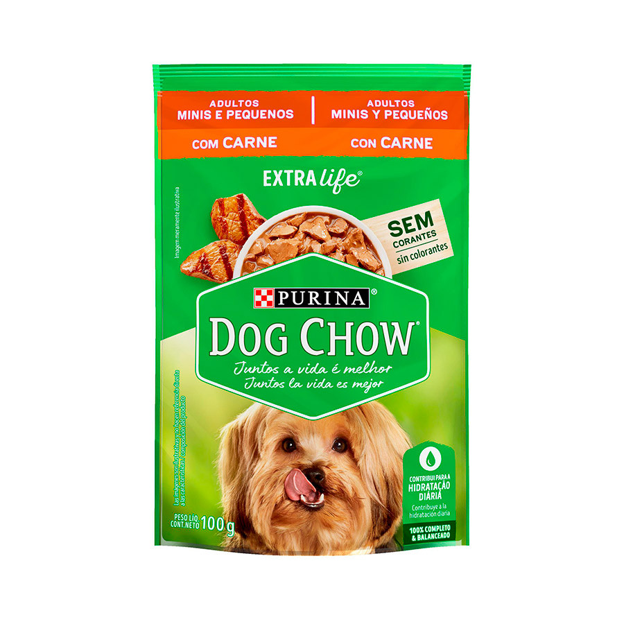 Sachê Dog Chow Carne Adulto Mini e Pequeno 100g 