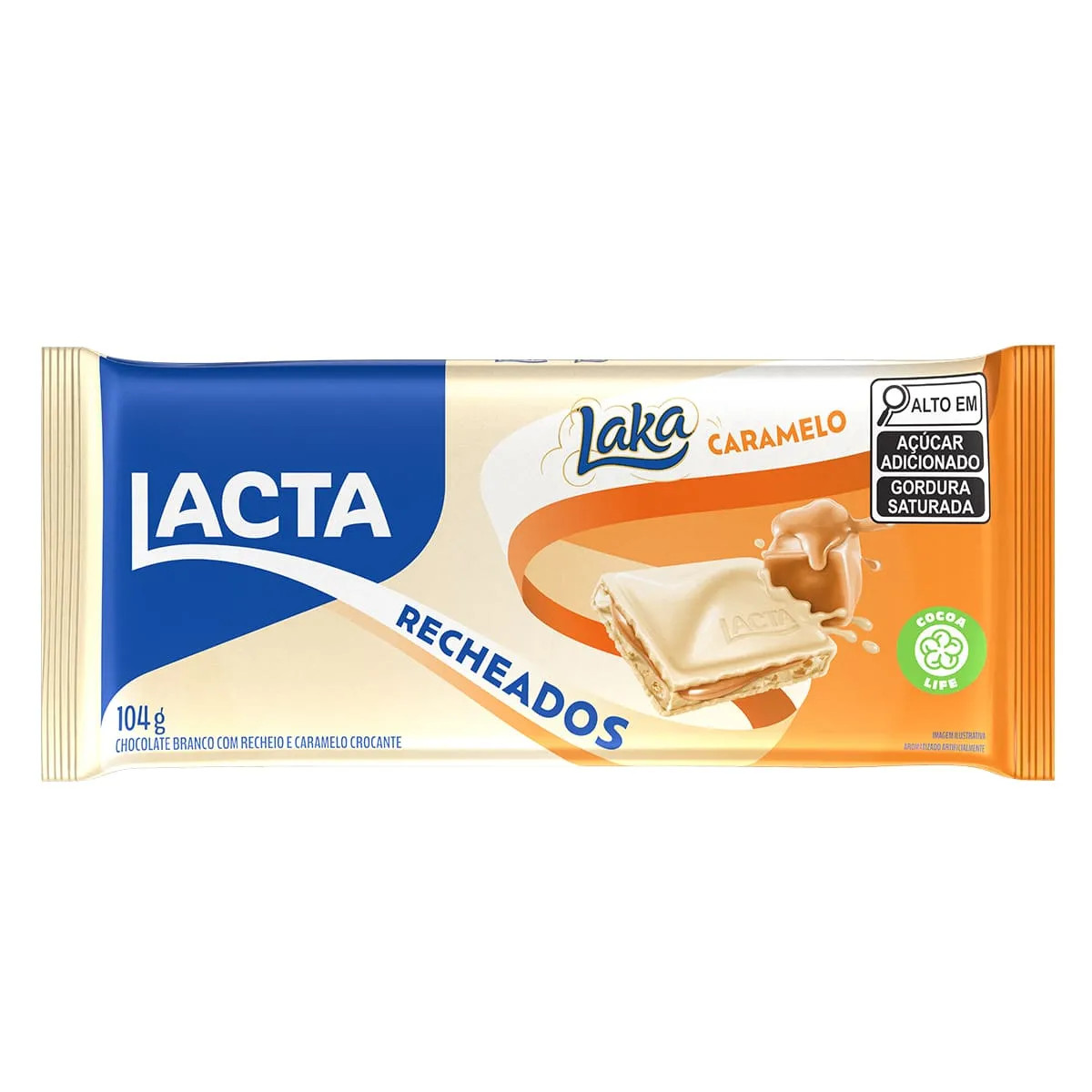 Chocolate Branco Lacta Recheados Laka Caramelo 104g