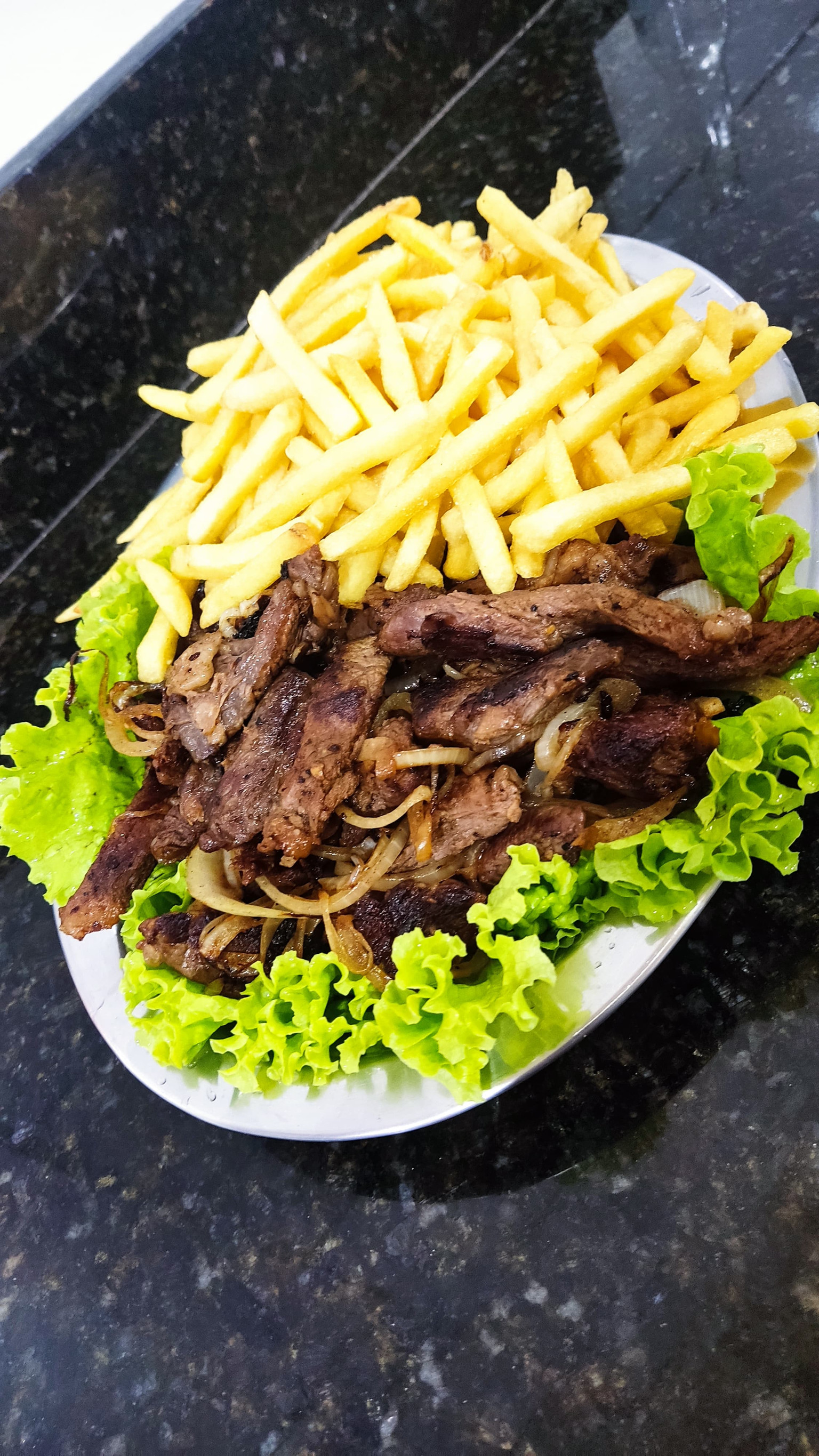 PORÇÃO - CONTRA FILÉ ½ FRITAS