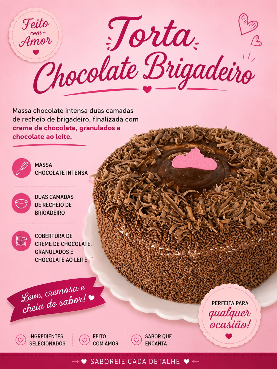 TORTA CHOCOLATE COM BRIGADEIRO