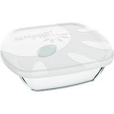 ASSADEIRA VIDRO QUAD. 5L C/ TAMPA BRANCA POTE