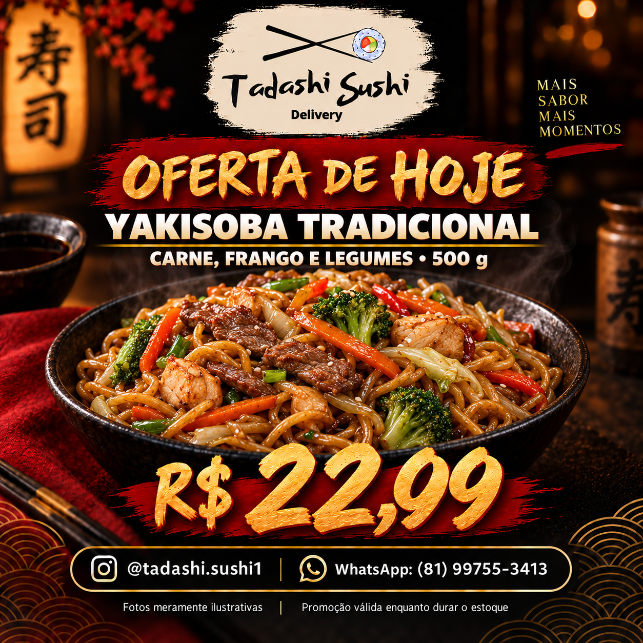 YAKISOBA TRADICIONAL CARNE FRANGO E LEGUMES 500G
