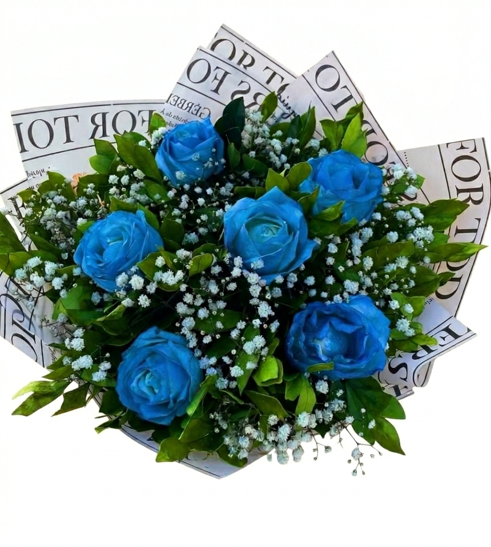 Buquê rosas azuis