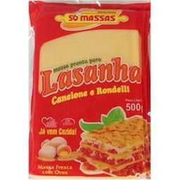 Massa Fresca para Lasanha Só Massas Embalagem 500g