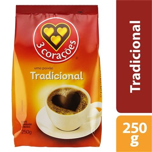 Café Torrado e Moído Tradicional 3 Corações 250g