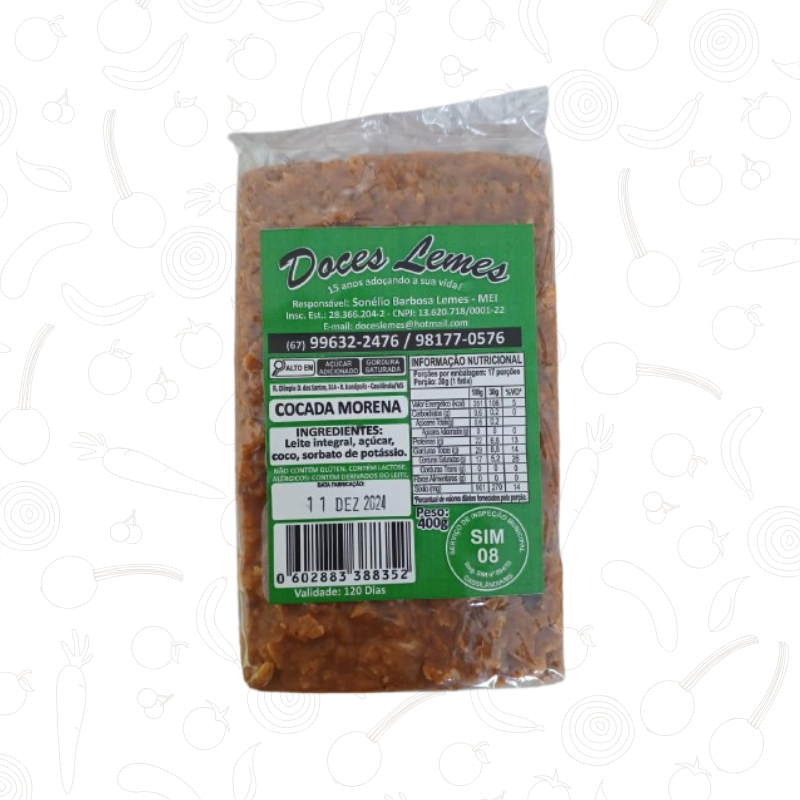 Cocada Morena Barra Lemes 400g