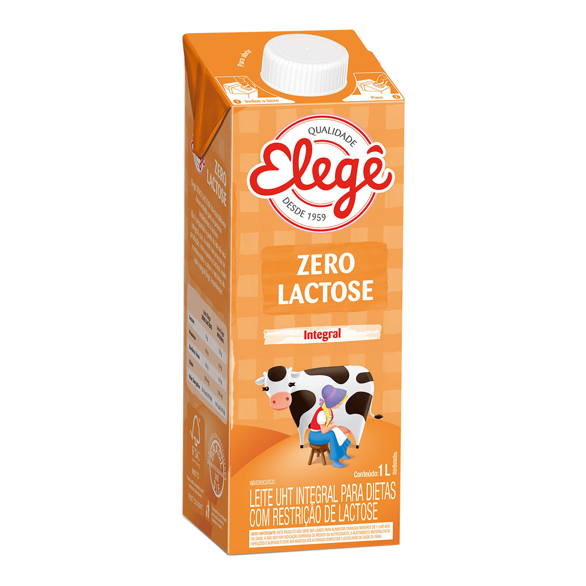 Leite Elegê Integral Zero lactose 1L