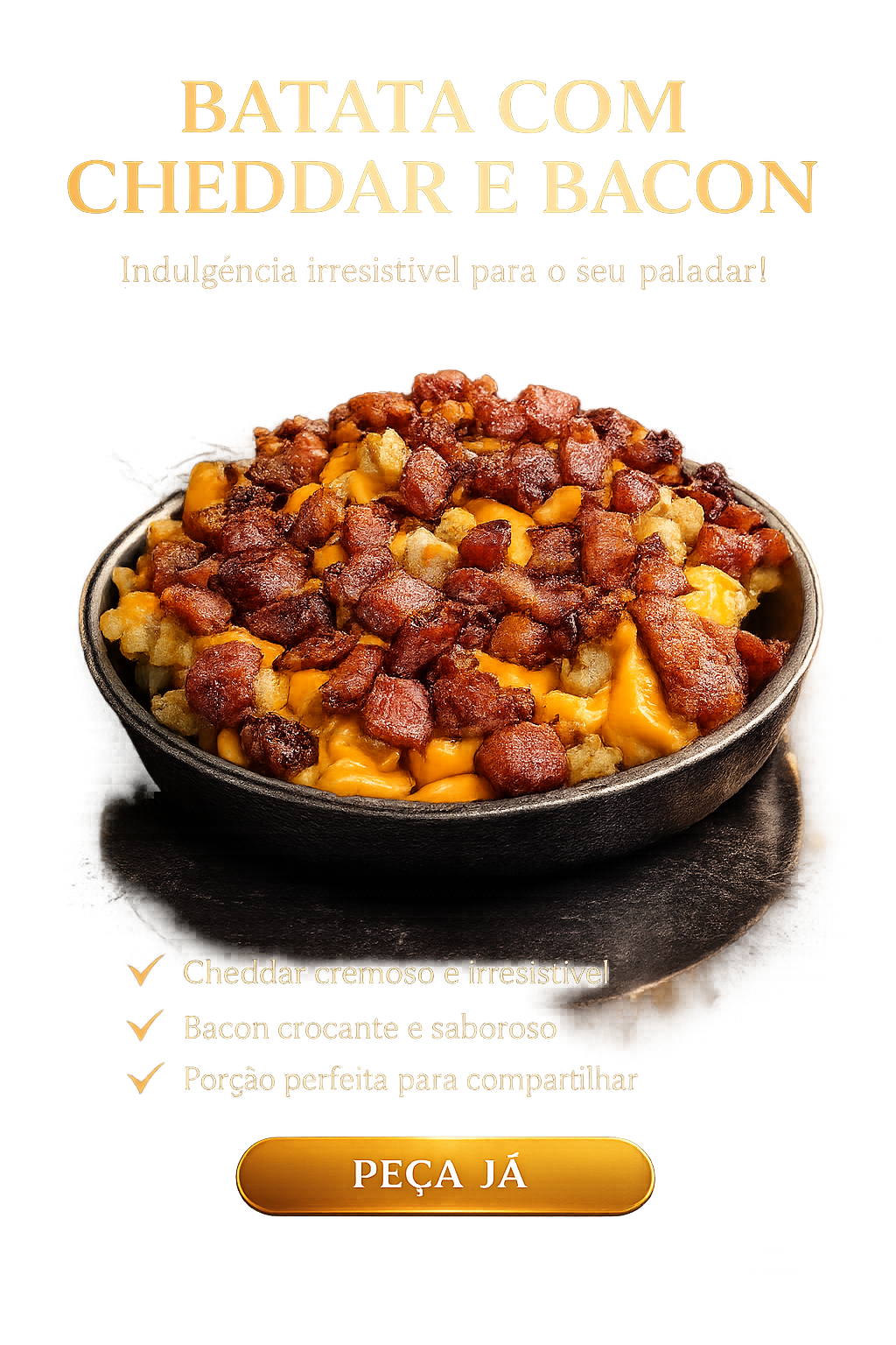 Batata Frita com Cheddar e Bacon