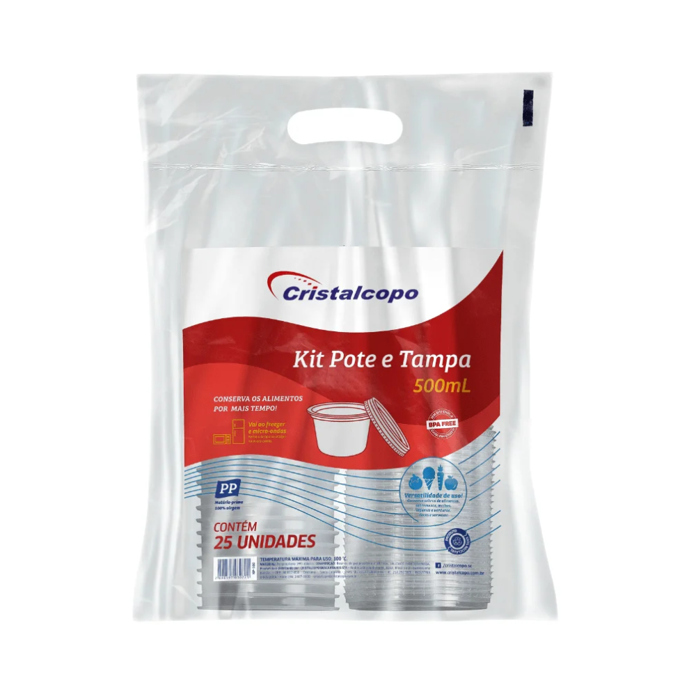 KIT POTE CRISTALCOPO 500ML REDONDO C25