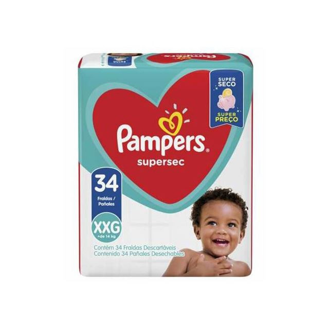 FRALDA PAMPERS "XXG" SUPERSEC C/34UN¬