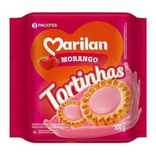 Biscoito com Recheio Morango Tortinhas Marilan 300g