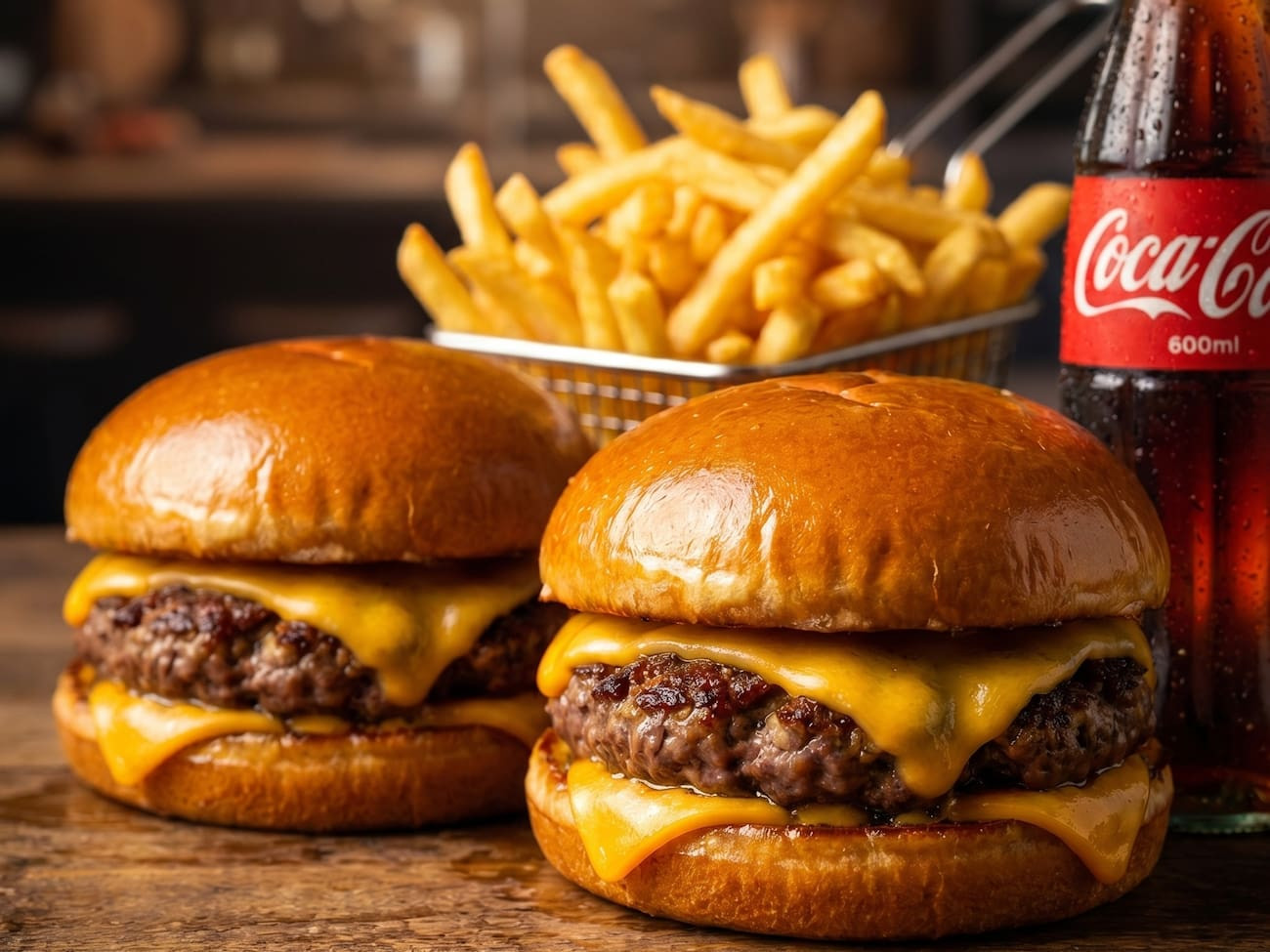 2 Burguer Artesanal + Batata + Coca-Cola 600ml