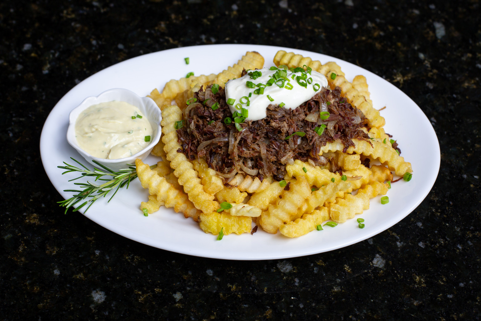 Batata Frita e Carne Seca com Cream Cheese