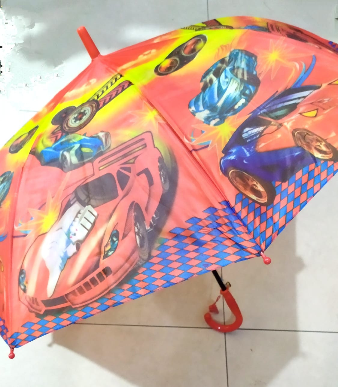 GUARDA CHUVA SOMBRINHA INFANTIL LUCHENG VERMELHA CARROS