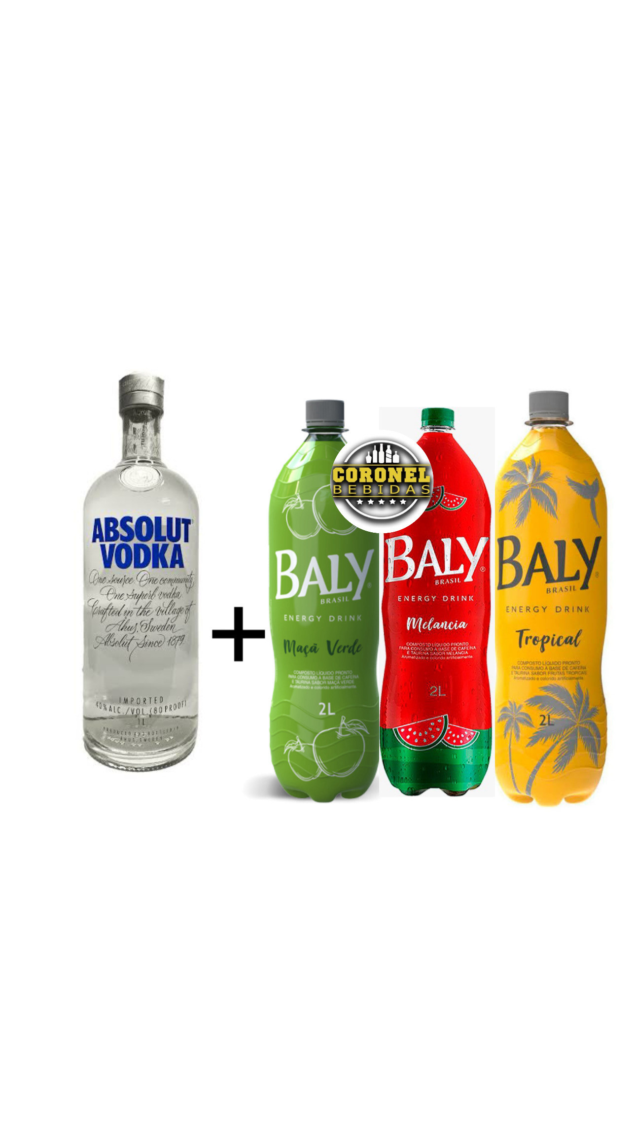Vodka Absolut 1L + 1 Baly 2l (escolher sabores)