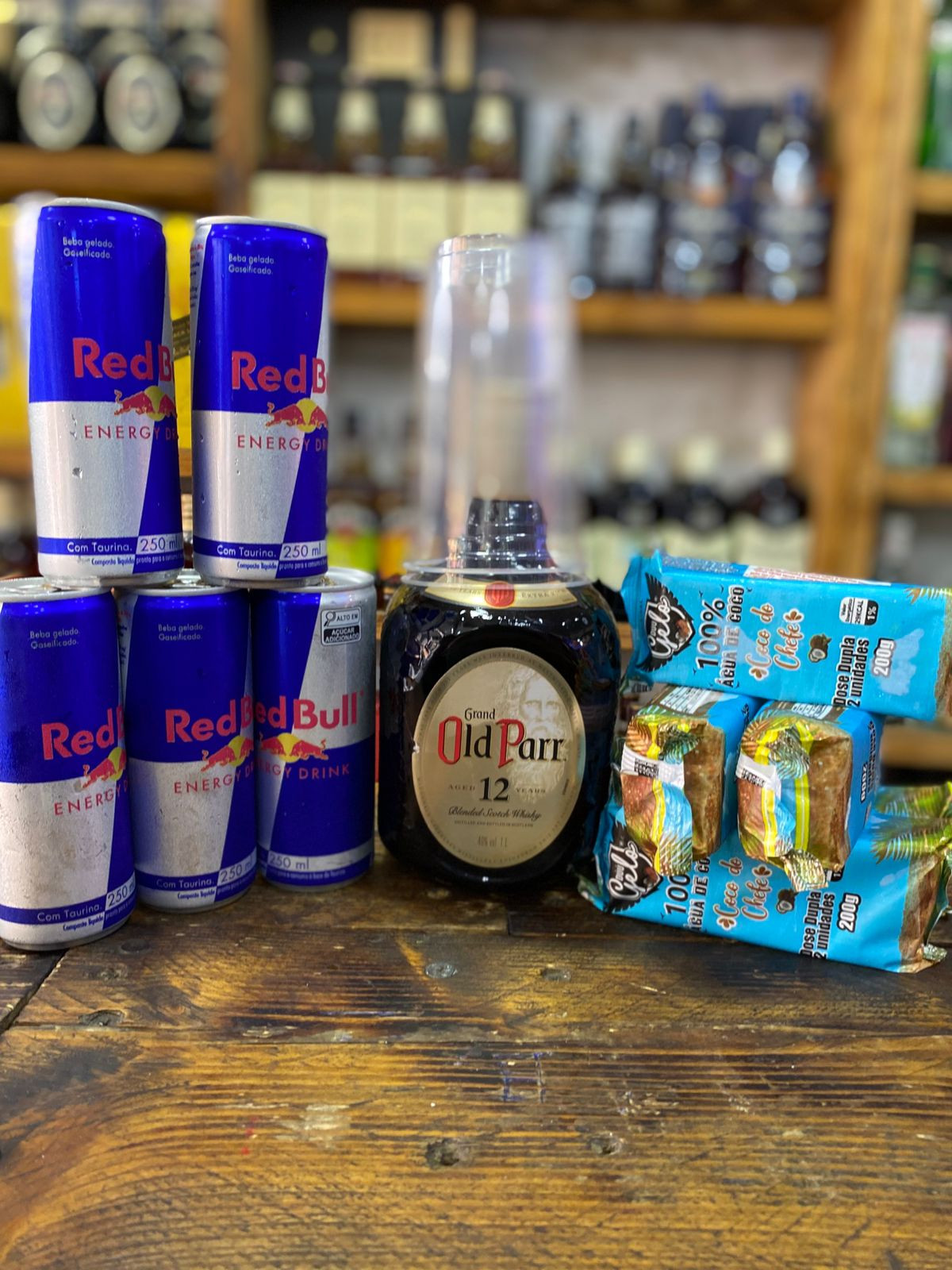 Combo Old Parr 12 anos 1LT+5 Red Bull+5 Sache