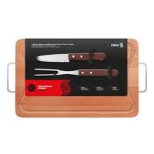 KIT CHURRASCO STOLF GARFO/FACA/TABUA MADEIRA EUCALIPTO
