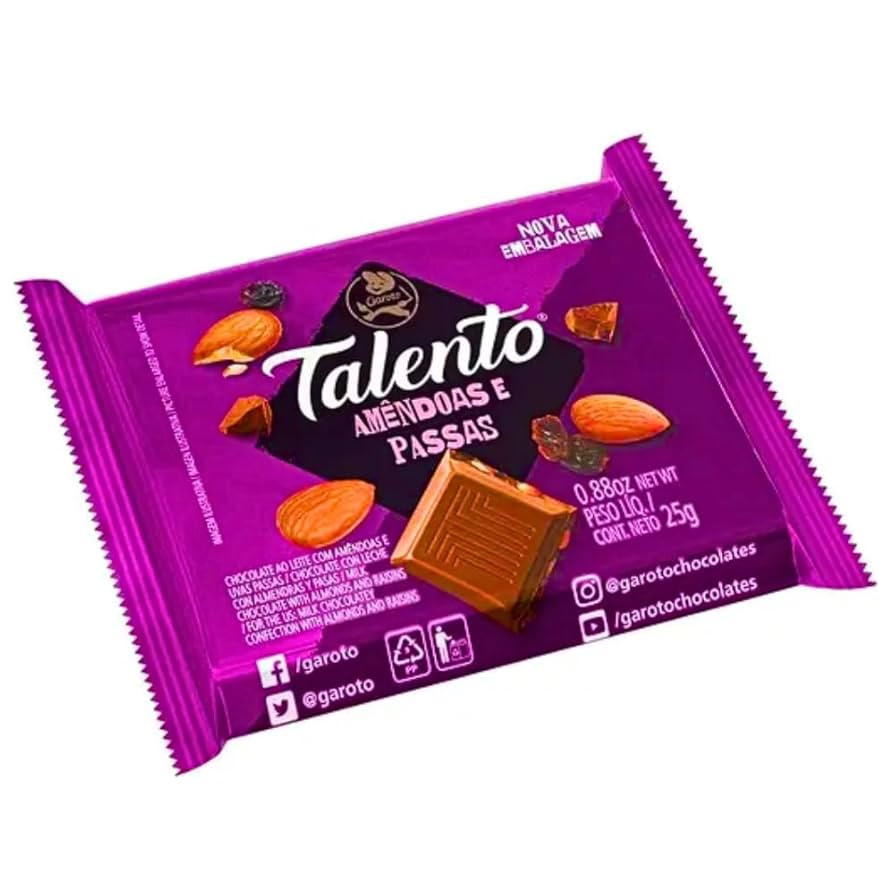 CHOCOLATE TALENTO AMENDOAS E PASSAS 85G