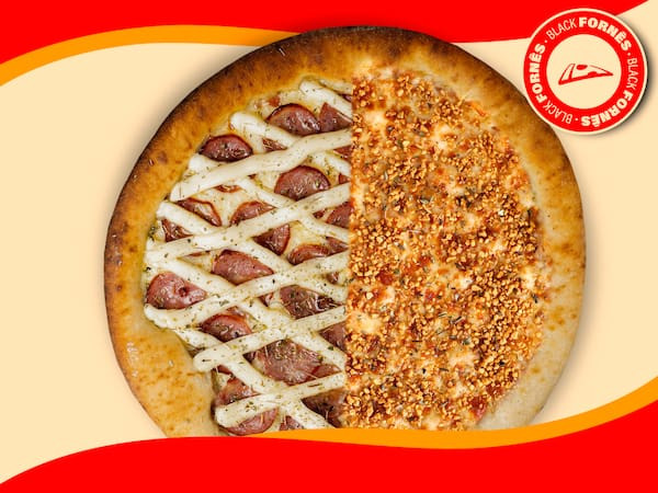 1 Pizza 1/2 Calabresa com Catupiry + 1/2 Alho 40cm