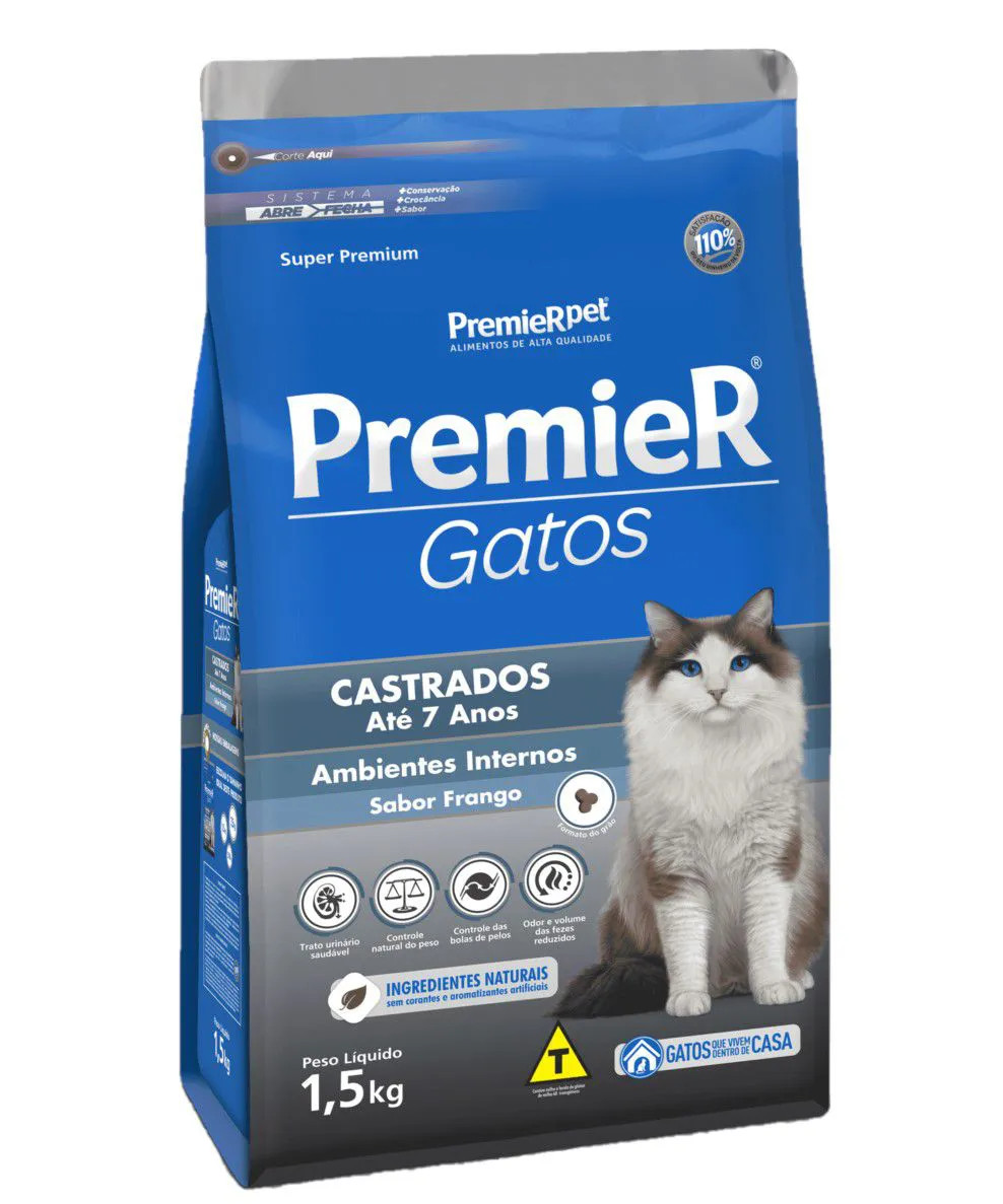 Premier Gatos Castrados Frango 1,5kg