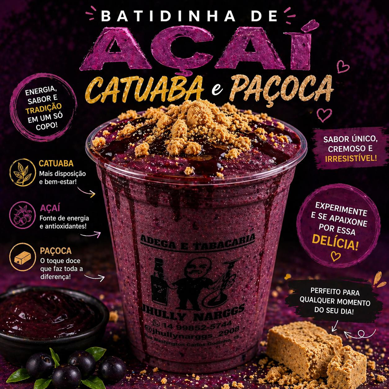 BATIDINHA CATUABA AÇAI E PAÇOCA + PICOLE 700ML