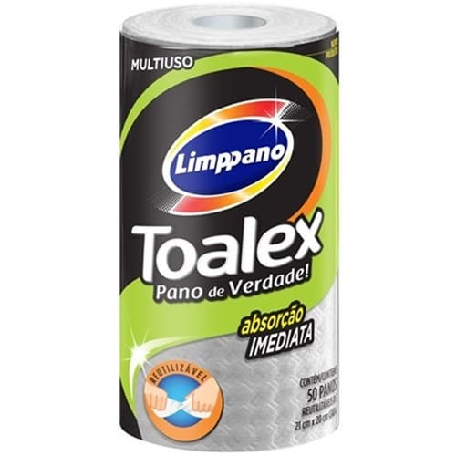 Pano Multiuso Reutilizável Branco Toalex Limppano 50un