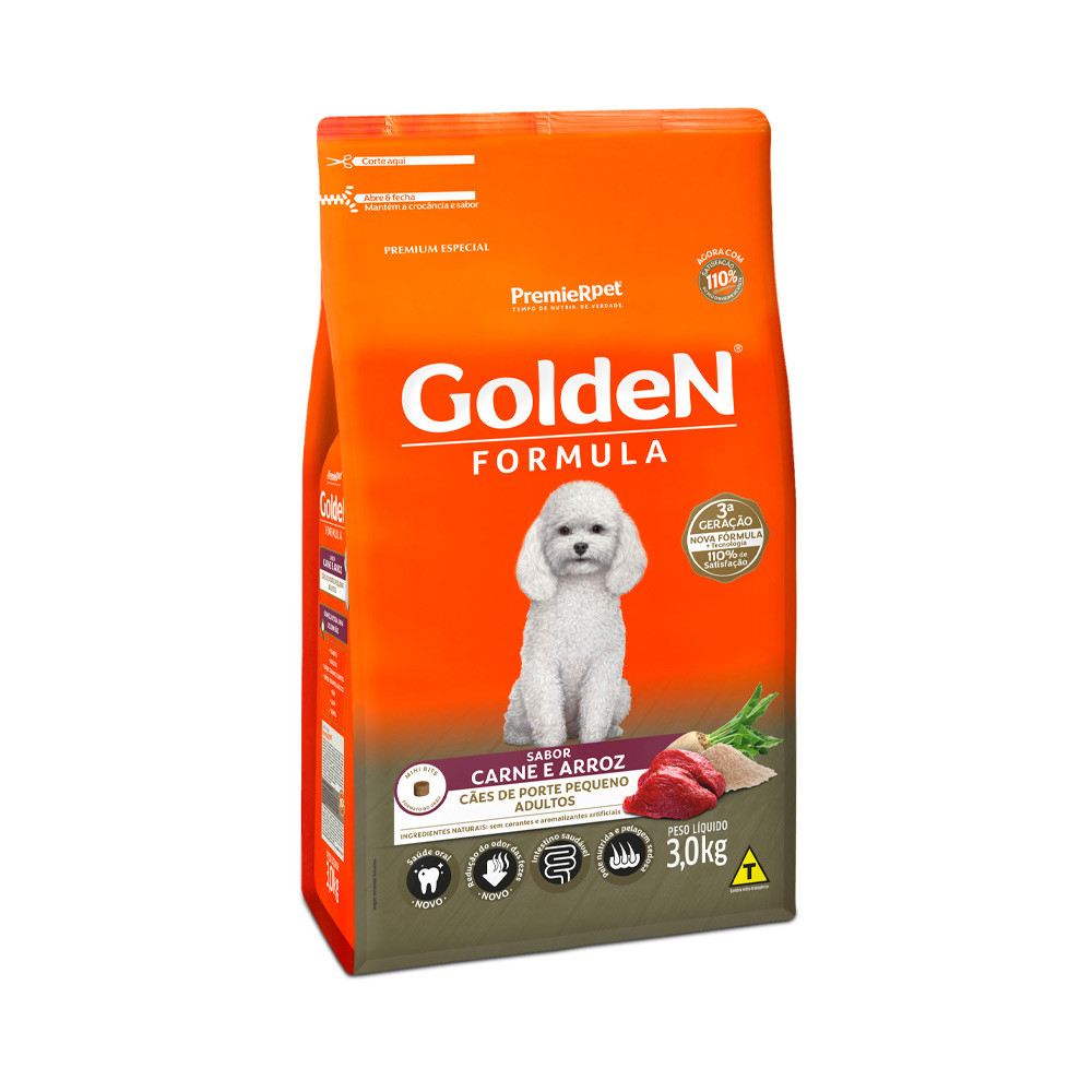 Golden Formula adulto Porte Peq. Carne & Arroz 3kg 