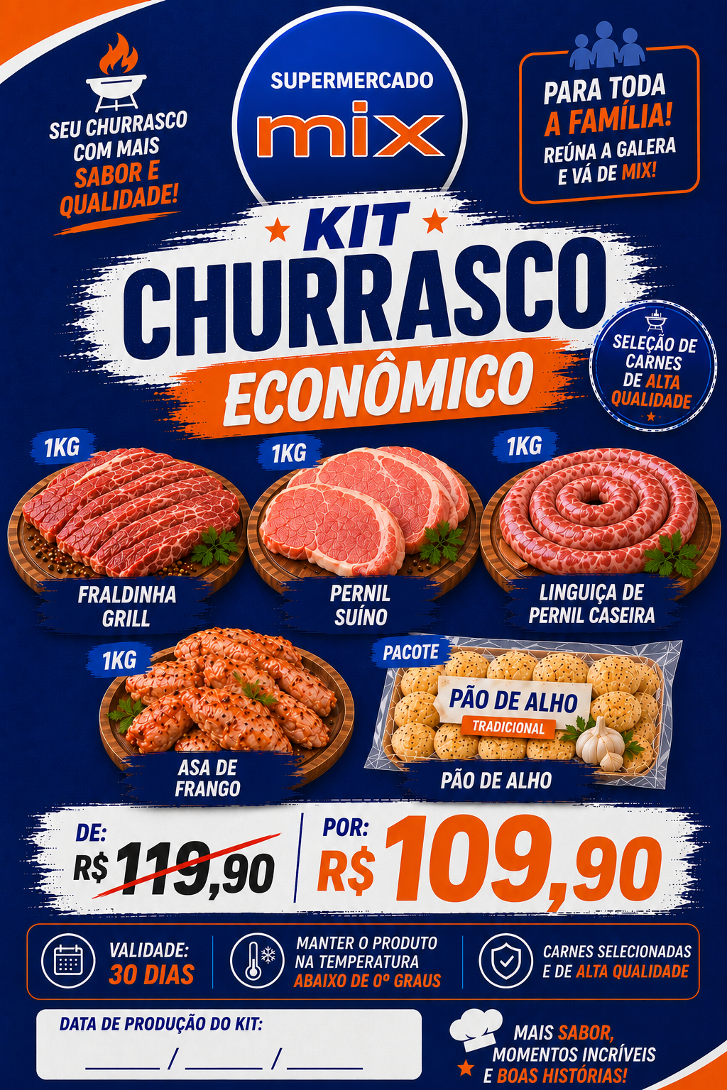 KIT CHURRASCO ECONOMICO P/10 PESSOAS