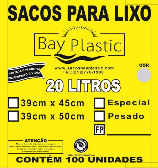 Sacos de Lixo 20L Pesado C/100 Bay Plastic 