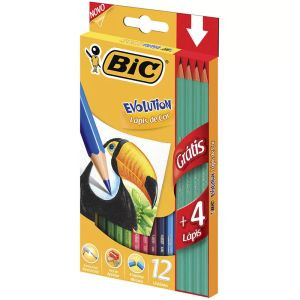 LAPIS COR BIC EVOLUTION GRATIS 4 LAPIS S/BORRACHA C/12UN