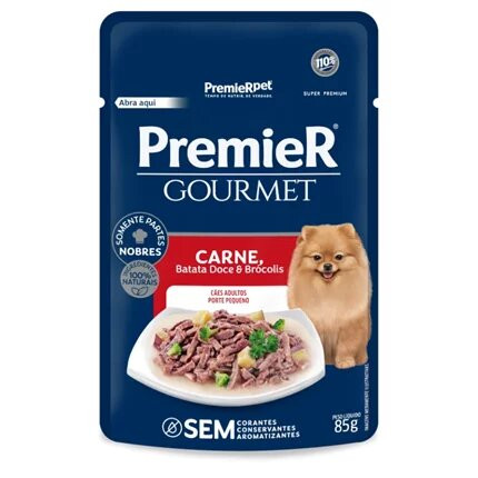 Sachê Premier  Carne, Batata Doce e Brócolis Porte Peq.