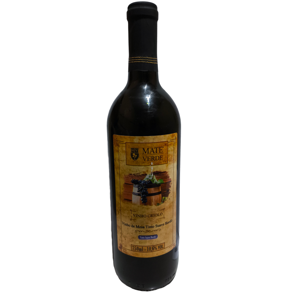 VINHO MATE VERDE TINTO SUAVE BORDO CRIOLO 750ML¬