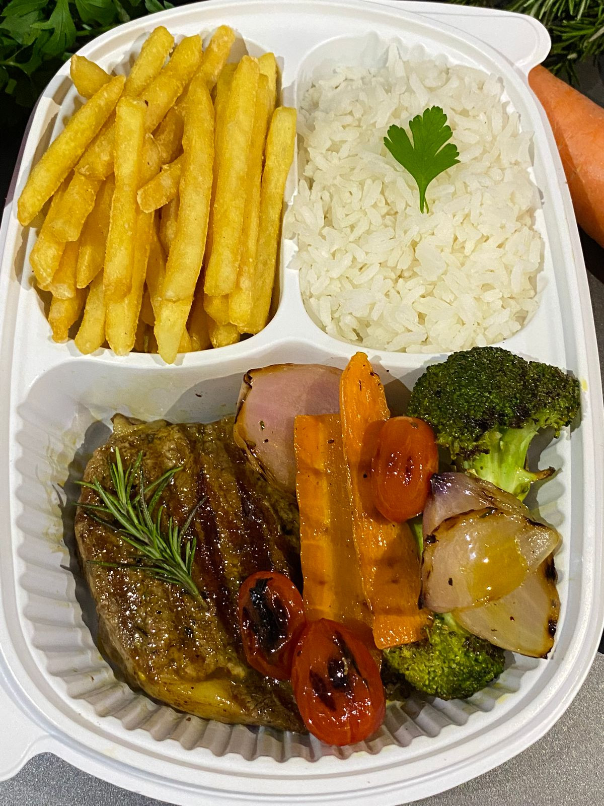 entrecot com legumes