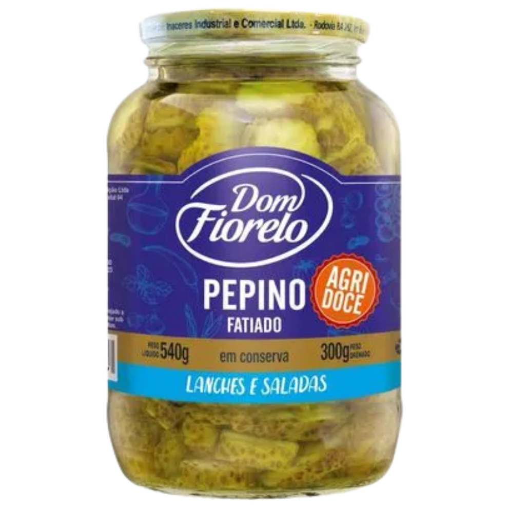 PEPINO EM CONSERVA DOM FIORELO FATIADO AGRIDOCE 300G¬